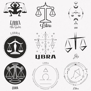 Balance Svg, Svg symbole du zodiaque écailles, Svg signe du zodiaque Balance, lot de 9 Svg Balance horoscope, Svg simple Balance