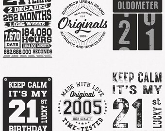2005 Svg, 21st Birthday Svg, 6-pack 2005 Svg Bundle, Original Rustic 2005 Svg, Vintage 2005 Svg, Cut And Iron-On Transfer Files