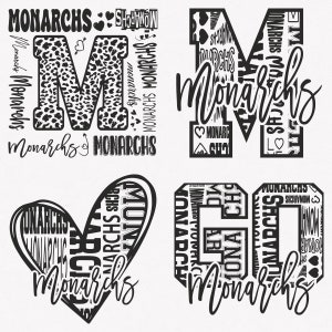 Monarchs Svg, Monarchs Typography 4 Sports Svg Mascot Pack, Monarchs Typography Svg Cut Files Bundle, Monarchs Mascot Svg Instant Download