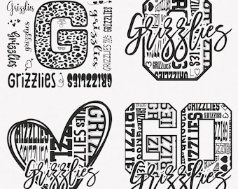 Grizzlies Svg, Grizzlies Typography 4 Sports Svg Mascot Pack, Grizzlies Typography Svg Cut Files Bundle