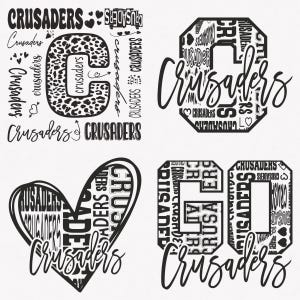Crusaders Svg, Crusaders Typography 4 Sports Svg Mascot Pack, Crusaders Typography Svg Cut Files Bundle
