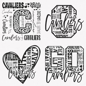 Cavaliers Svg, Cavaliers Typography 4 Sports Svg Mascot Pack, Cavaliers Typography Svg Cut Files Bundle
