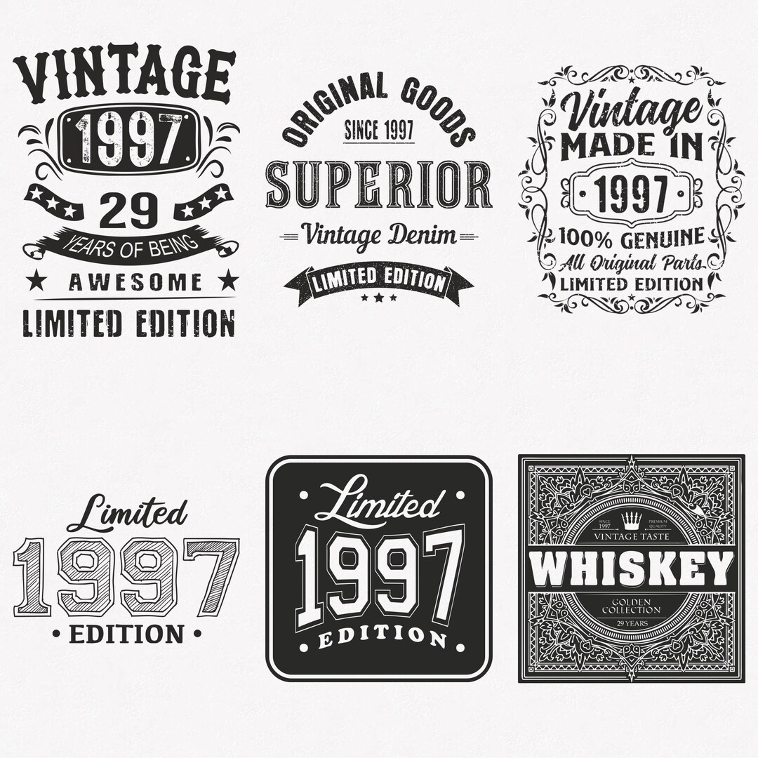 1997 Vector 1997 Svg, 29th Birthday Svg, 6-pack 1997 Svg Bundle, Vintage 1997 Svg ...