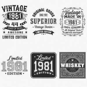 1981 svg, 44.Geburtstags-Svg, 6er-Pack 1981-Svg-Bundle, Vintage 1981-Svg, Limited Edition 1981-Svg-, Schnitt- und Aufbügeltransferdateien