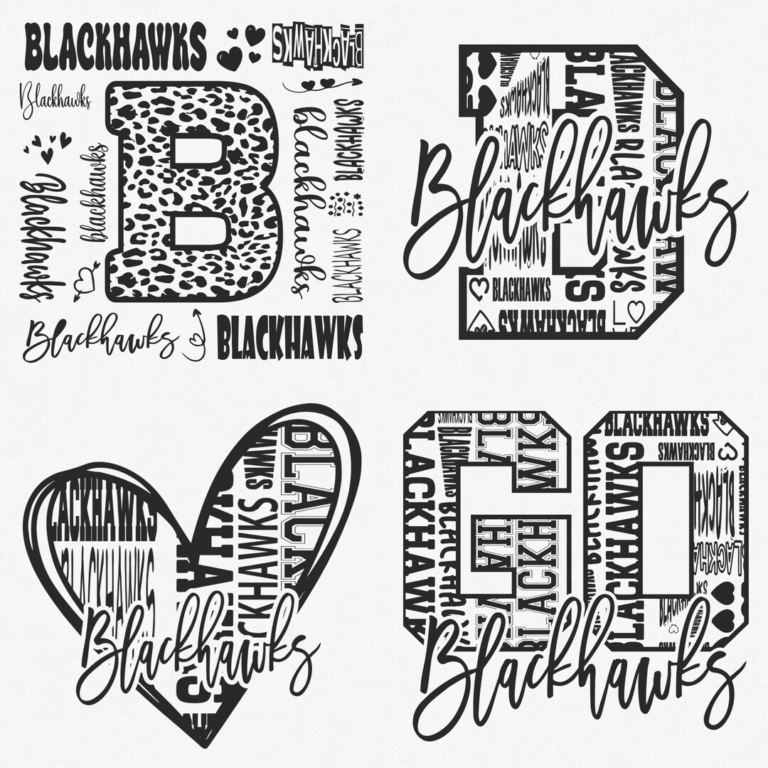 Blackhawks Svg, Blackhawks Typography 4 Sports Svg Mascot Pack ...