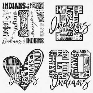 Indianen Svg, Indianen typografie 4 sport Svg mascotte Pack, Indianen typografie Svg gesneden bestanden bundel, Indianen mascotte Svg Instant Download