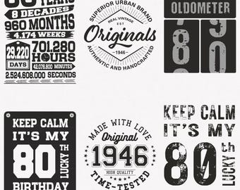 1946 svg, 80er Geburtstag svg, 6er-pack 1946 svg Bundle, Original Rustikale 1946 svg, Vintage 1946 svg, Schnitt- und Aufbügeltransferdateien