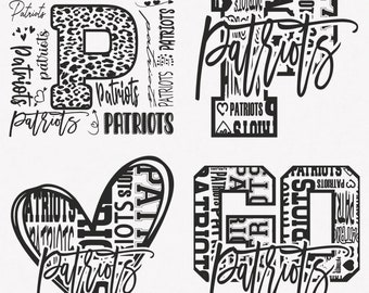 Patriots Svg, Patriots Typography 4 Sports Svg Mascot Pack, Patriots Typography Svg Cut Files Bundle, Patriots Mascot Svg Instant Download