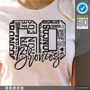 Pack de mascotte Broncos Svg, typographie Broncos 4 sports, lot de fichiers Svg coupe Broncos typographie, Broncos mascotte Svg téléchargement immédiat