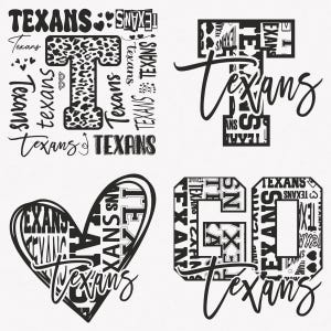 Texans Svg, Texans Typography 4 Sports Svg Mascot Pack, Texans Typography Svg Cut Files Bundle, Texans Mascot Svg Instant Download