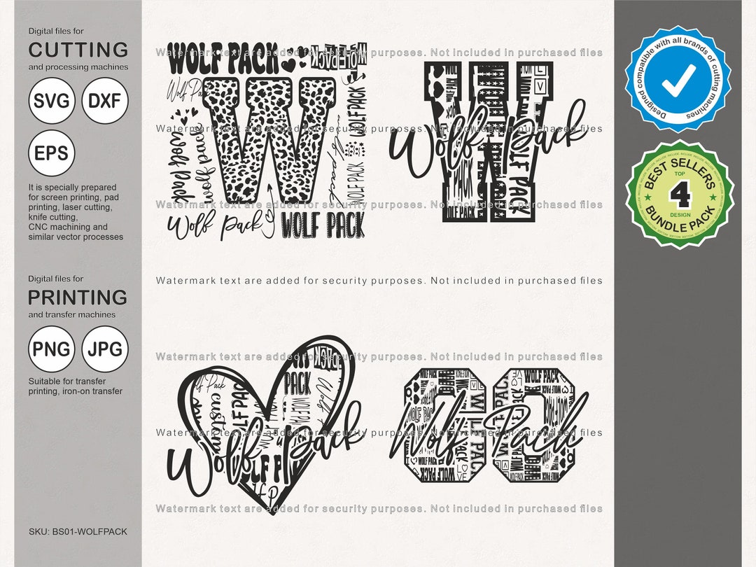 Wolf Pack Svg, Wolf Pack Typography 4 Sports Svg Mascot Pack, Wolf Pack