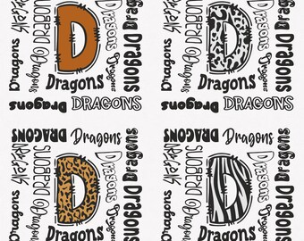 Drachen Png, Drachen Leopard 4 Sport Png Maskottchen Pack, Drachen Leopard Png Sublimationsdateien Bundle, Drachen Maskottchen Png Sofort-Download