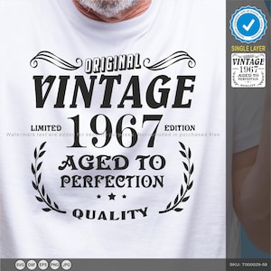 58th Birthday Gift Shirt For Men - Vintage 1967 "Aged To Perfection" Design, Customizable T-Shirt