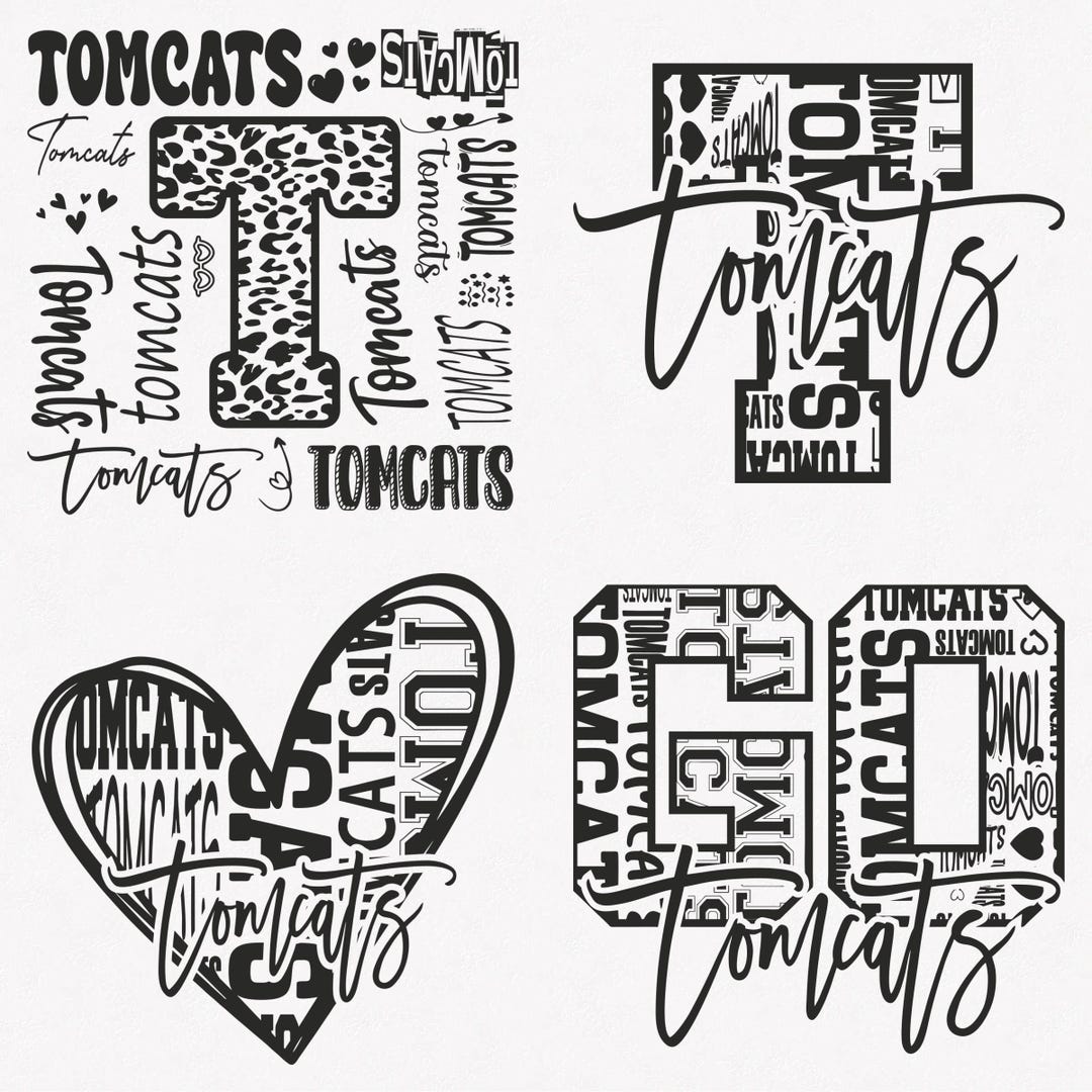 Tomcats Football Script Tomcats Svg, Tomcats Typography 4 Sports Svg Mascot Pack, Tomcats ...