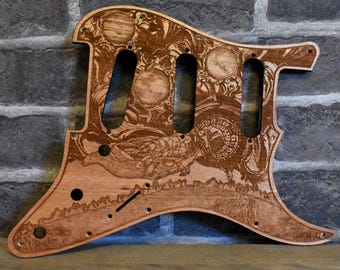 Laser Engraved Wood Pickguard: Y-Pacifica EG 112V HSS Style Guitar