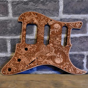 Skeleton Laser Engraved Wood Pickguard for Y-Pacifica EG 112V HSS
