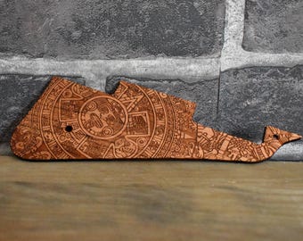 Guitar Pickguard for Gibs / Les Paul '59 or Standard - Wood Laser-Engraved Aztec Design