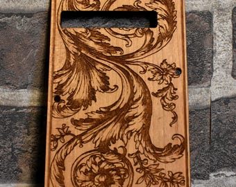 Custom Strato Tremolo Backplate - Laser Engraved Wooden Floral Design, Fits HSS / SSS Models