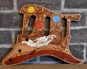 Y-Pacifica Wood Pickguard: Guitar Customization EG 112V HSS Style Laser Engraved Cherry