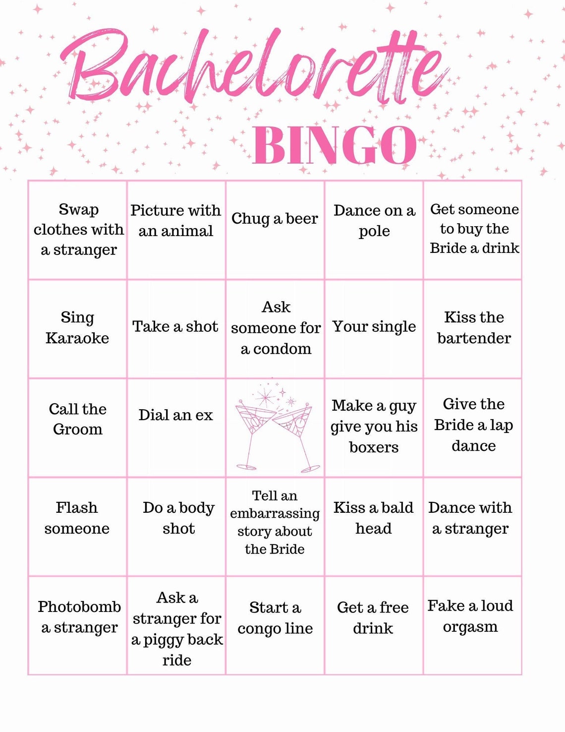 Bachelorette Night Out Bingo DIGITAL DOWNLOAD - Etsy