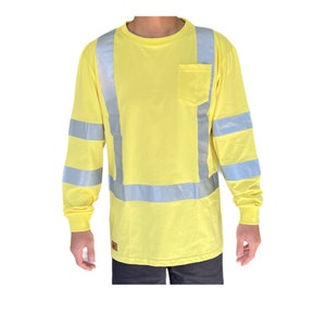 Anc Workwear Provision: Men&#39;s Long Sleeve High-Visibility Safety Shirt with Reflective Stripes and Multi-Functional Pocket