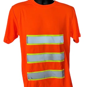 Anc Workwear Men&#39;s Bold-Stride Orange Shirt - Stylish 3-Stripe Design with Reflective Safety Stripes