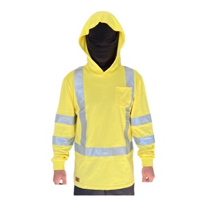 Anc Workwear Provision: Men&#39;s Long Sleeve Hoodie High-Visibility Safety Shirt with Reflective Stripes and Multi-Functional Pocket