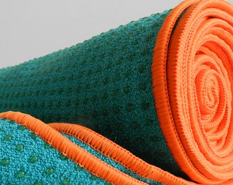 Grip Yoga Towel - Premium, Sweat Absorbent, Made from Recycled Plastic Bottles - Perfect for Hot Yoga, Bikram, Pilates - High-Traction Grip.