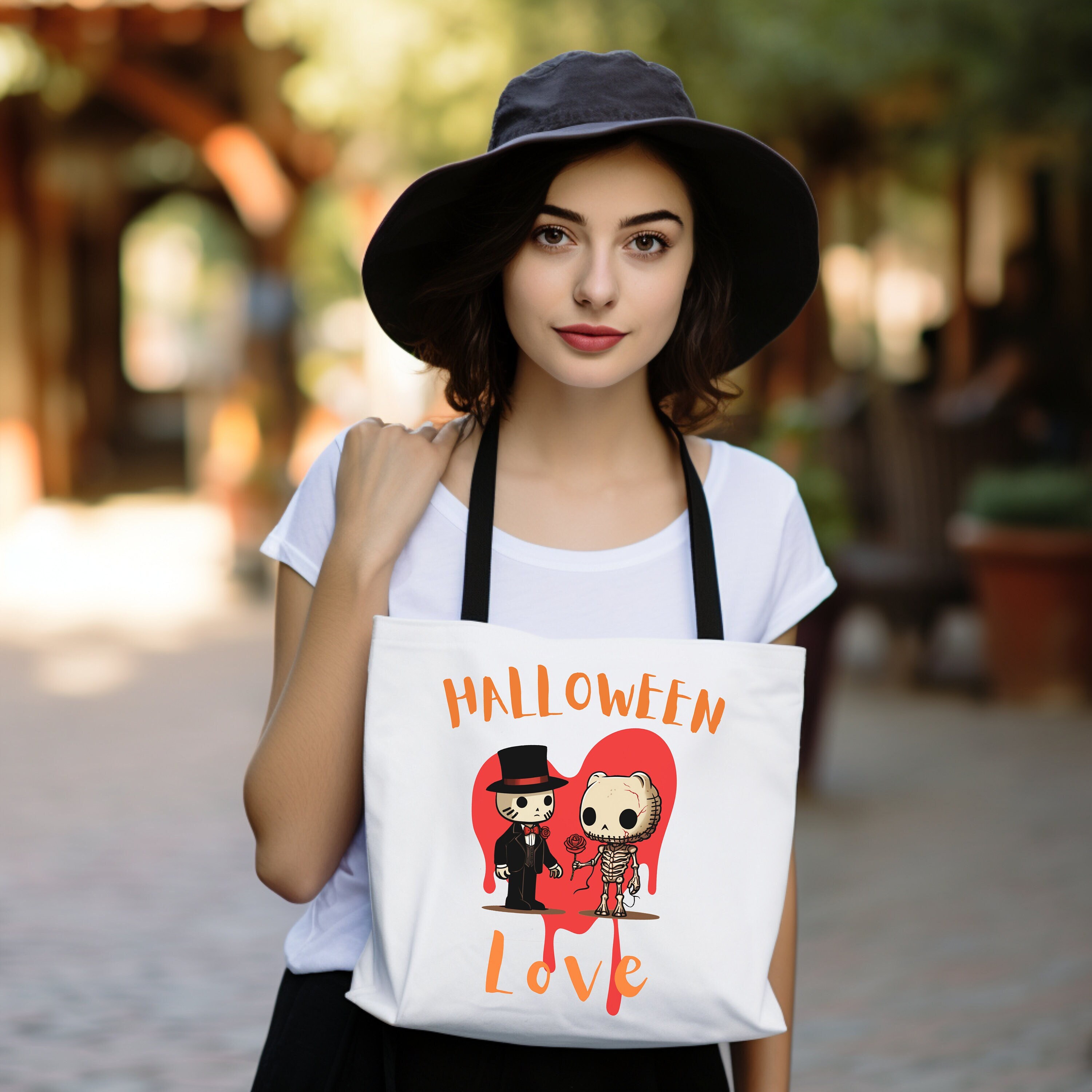 Halloween Love Tote Bag, Halloween tote bag, cute halloween, funny halloween, cute halloween gift, halloween gift, autumn tote bag, cute