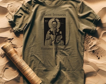 Christian t-shirt, Hammer of Heretics, Orthodox t-shirt, Catholic shirt, Icon shirt, Saint Irenaeus, based, ortobro, TLM, traditional shirt