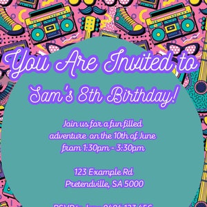 Funky Retro Music Birthday Invitation