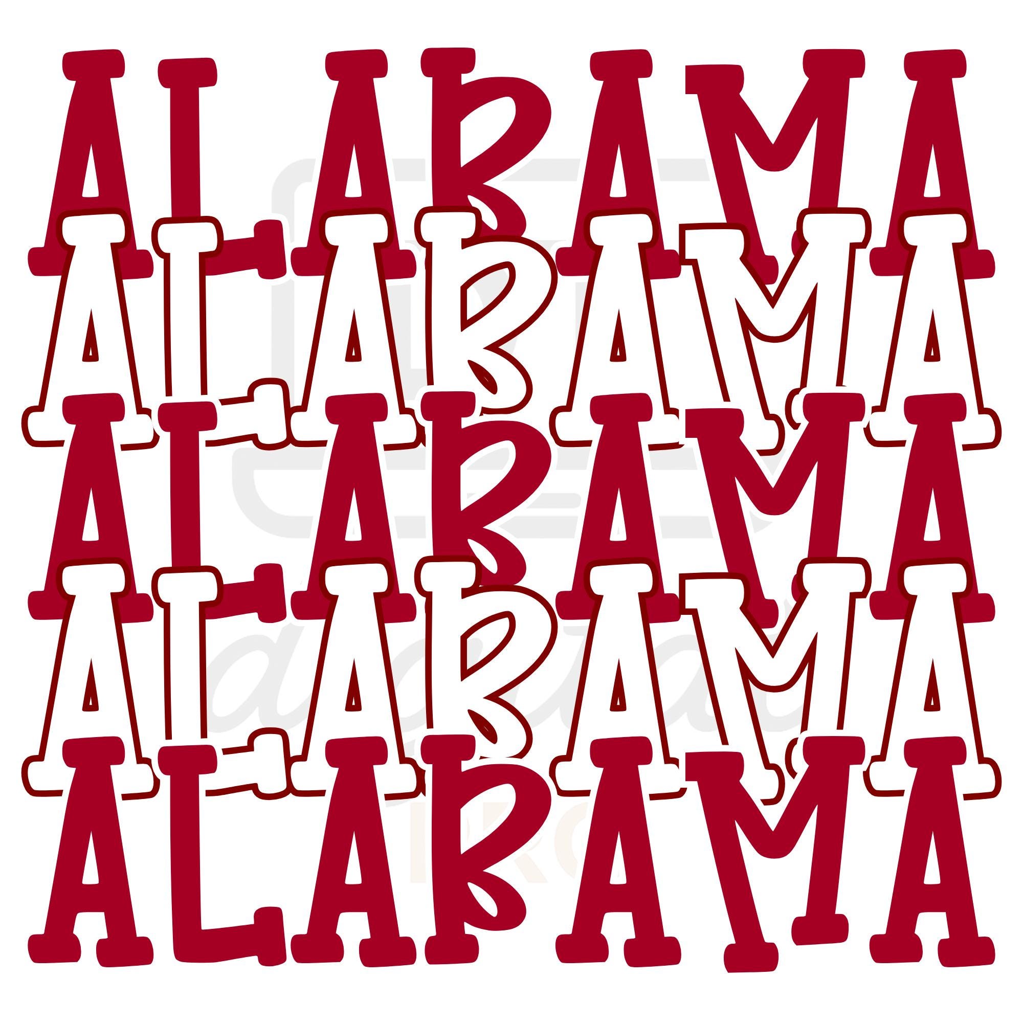 Stacked Alabama PNG JPG Design | Crimson and White Sublimation | Southern Football Shirt Digital Download | Game Day Printable Art