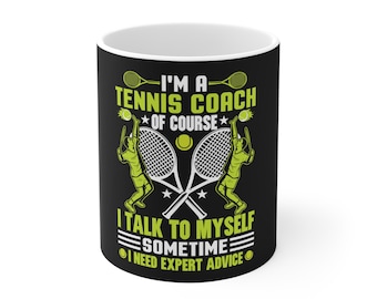 Lustige Tennis-Trainer-Becher Keramik Kaffeetasse | Tennis-Trainer Geschenk | Motivierende Sporttasse | Einzigartiges Tennis-Liebhaber-Geschenk | Team Spirit Tasse