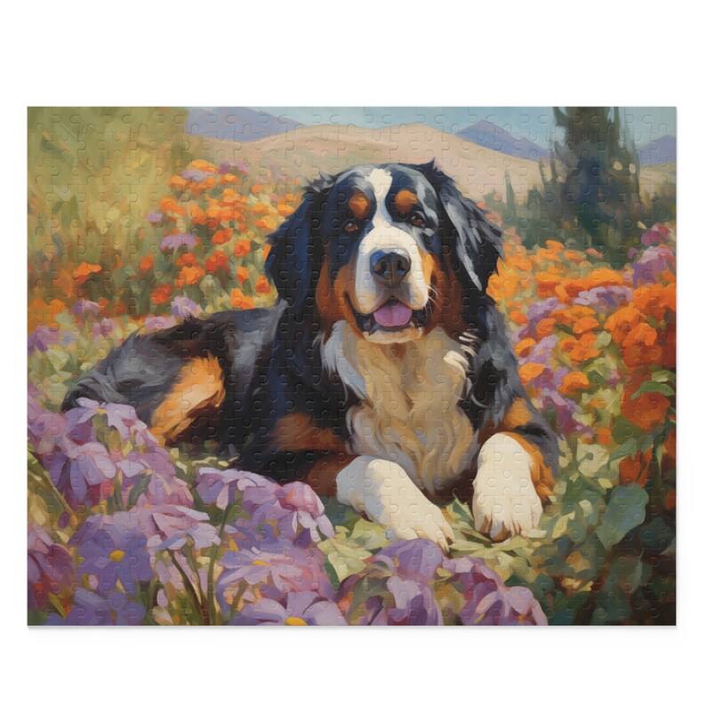 Giverny Guardian: Bernese Mountain Dog in Monet's Garden Puzzle 120 ...