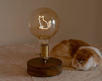 Entzückende Katzen-Glühbirnen-Nachtlicht, handgemachte Kitty-Lampe für ein gemütliches Leuchten, wunderliche Kätzchen-Glühbirnen-Nachtlampe - Einzigartiges Feline-Dekor für Katzenliebhaber