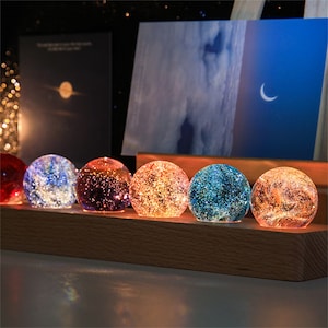 Custom 3D Crystal Ball Sky Night Lamp, Galaxy Crystal Ball Light, Led Space Planet Lamp, Star Night Light, Milky Way Desk Lamp, Home Decor image 1