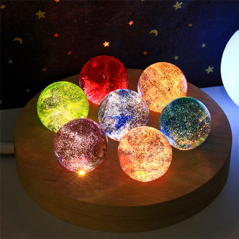 Custom 3D Crystal Ball Sky Night Lamp, Galaxy Crystal Ball Light, Led Space Planet Lamp, Star Night Light, Milky Way Desk Lamp, Home Decor image 2