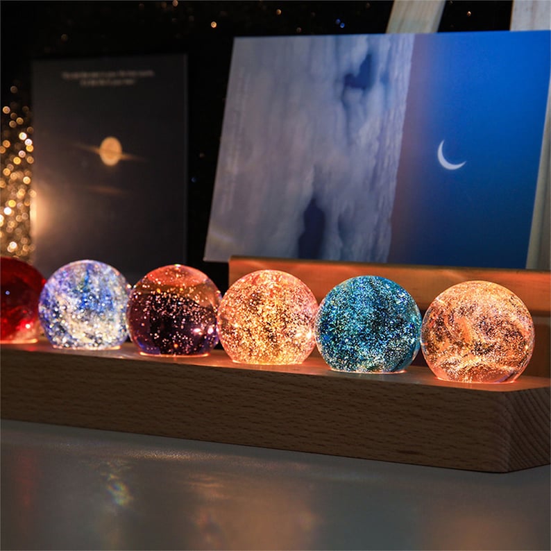 Custom 3D Crystal Ball Sky Night Lamp, Galaxy Crystal Ball Light, Led Space Planet Lamp, Star Night Light, Milky Way Desk Lamp, Home Decor image 1