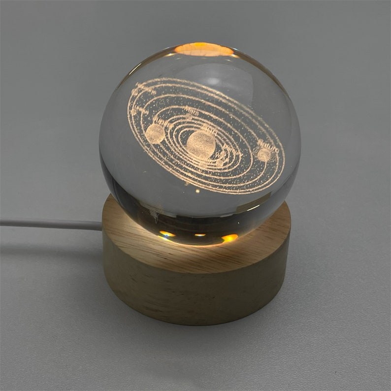 Personalisiertes Sonnensystem-Nachtlicht, 3D-Druck-Planetenlampe, personalisiertes Milchstraßen-Gedenkgeschenk, Kristallkugel-Schreibtischlampe, Astronomie-Geschenk für Sie Bild 2