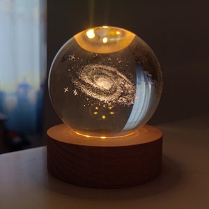 Custom Solar System Night Light, 3D Print Planet Lamp, Personalized Milky Way Memorial Gift, Crystal Ball Desk Lamp, Astronomy Gift For Her image 3