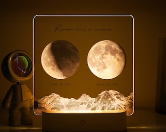 Personalisierte Mondphasen Lampe, benutzerdefinierte Mond Nachtlicht - Die Nacht, in der wir uns trafen, Jubiläumsgeschenk - Der Tag, an dem du Geschenk warst, Kindernachtlicht