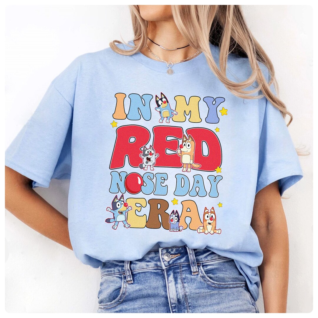 Bluey Red Nose Day 2024 Shirt, Bluey Red Nose Day Tshirt, Bluey Red Nose Shirt, Bluey Bingo