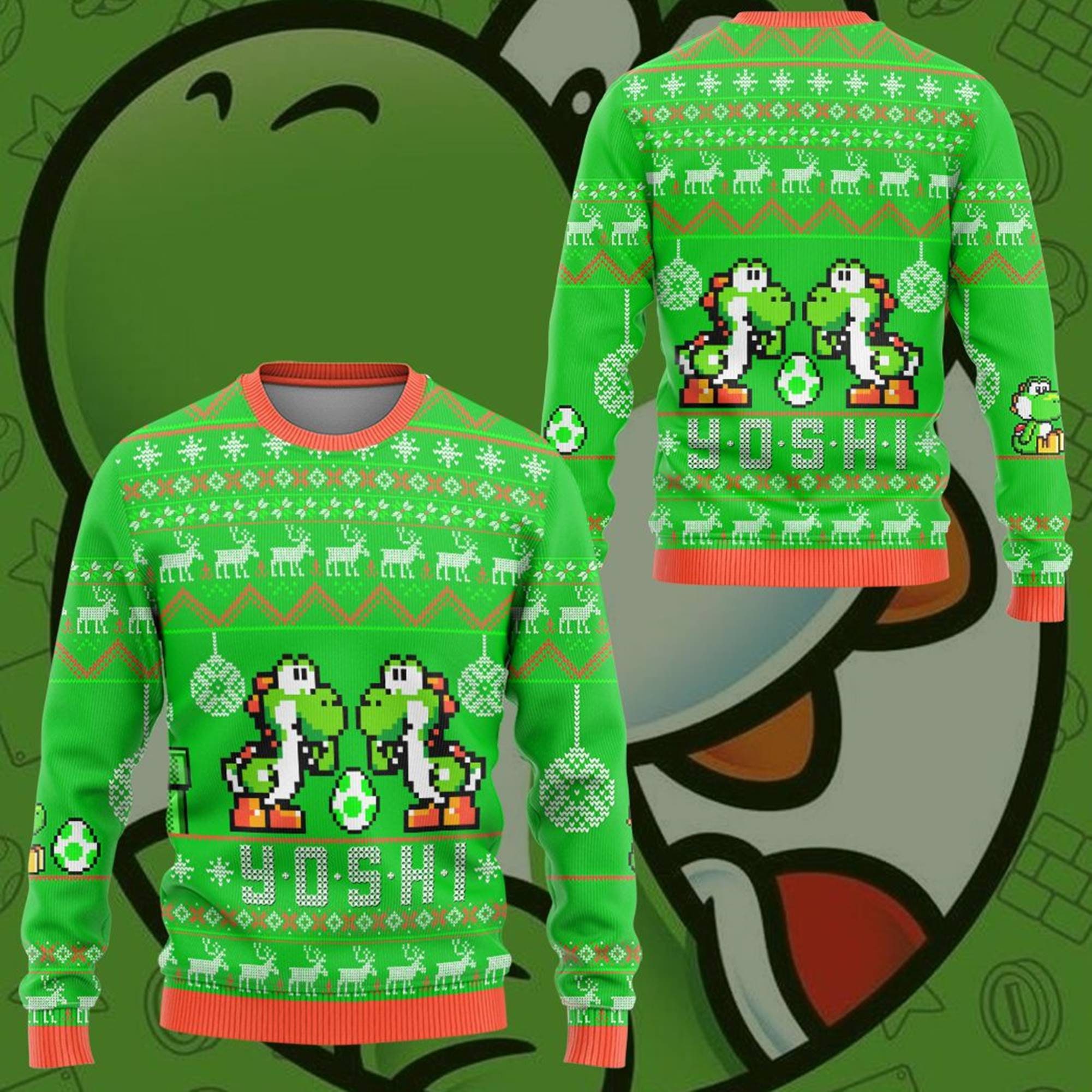 Mario Yoshi Christmas Ugly Sweater Super Mario Ugly Christmas