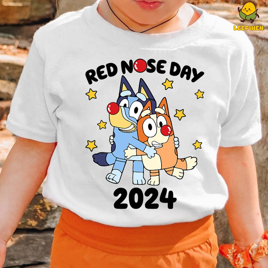 Bluey Red Nose Day 2024 Shirt, Bluey Bingo Red Nose Day Tshirt, Bluey
