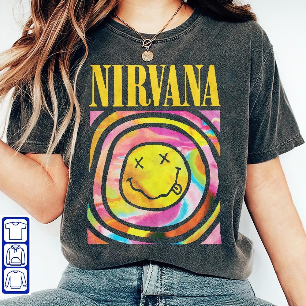 Nirvana Smile Shirt, Nirvana Smiley Face Overdyed Shirt, Vintage Nirvana  Logo T Shirt For Men And Women - Etsy Portugal