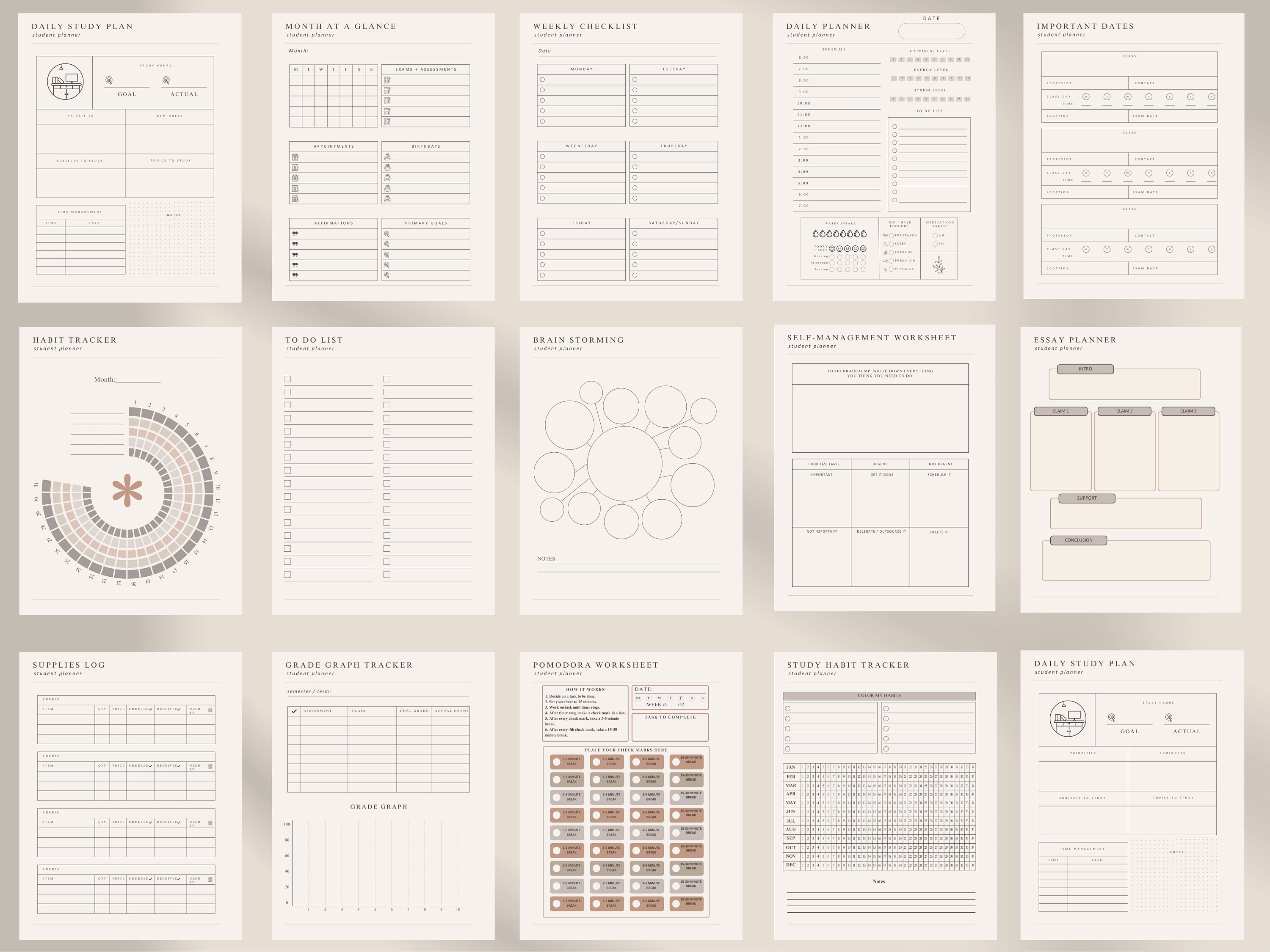 Student Planner Digital, Goodnotes Planner Undated, Digital Academic ...