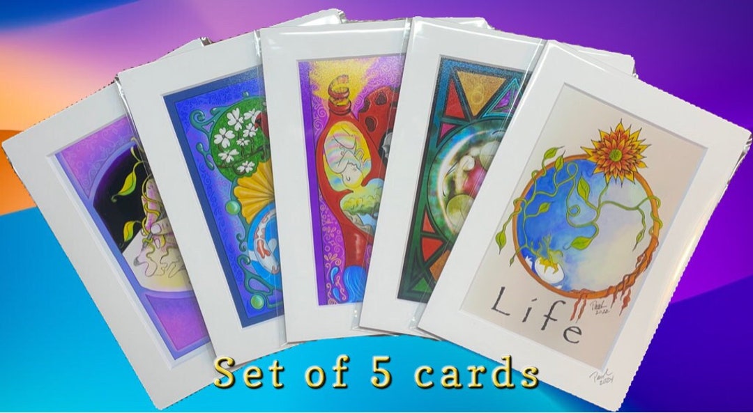 Set of Five Original Art Cards in a Gift Set - Etsy