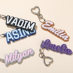 Llavero con nombre 3D personalizado, llavero con letras brillantes personalizado, etiqueta para mochila, llavero de regalo, dije creativo para bolso para accesorios y ocasiones especiales