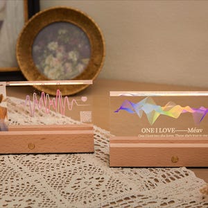 Neon Art Custom Gift with Photo - Anniversary Recorded Songs Gift, Songs on Acrylic Blocks, Proposal Gift for Her, Office Home Decorations