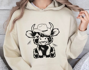 Highland Cow Sweatshirt, Highlands Cow Hoodie, Highlander Cow Shirt, Heifer Sweatshirt, Cow hoody, Gift for Cow Lovers, Farmer Gift,